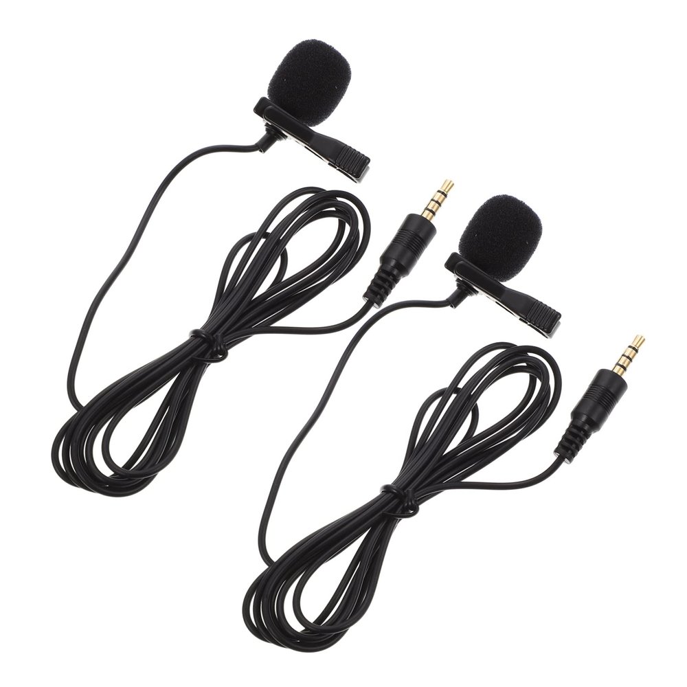 Alasum 2pcs Microphone for Laptop Wireless Clip Microphone Amplifier Black for Live Interview Recording