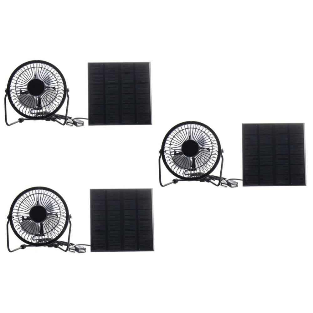balacoo 3sets Solar Panel Cooling Fan Kit for Pets Lightweight Solar Powered Fan Base for Outdoor Use Ventilation for Animal