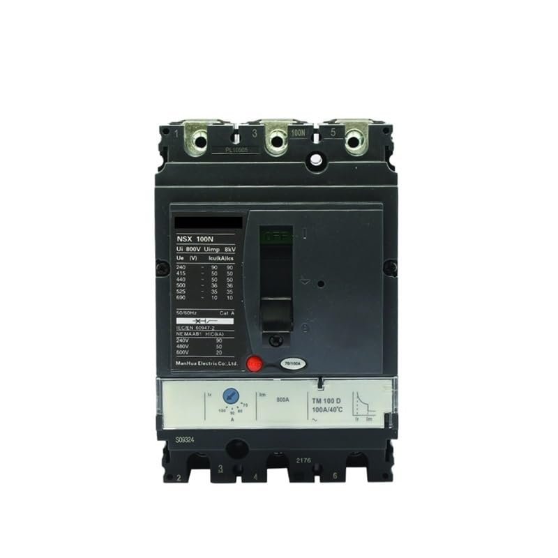 POWTAXBJGD NSX-100N 100A 3P Triple Poles Phase Fixed Air Switch MCCB AC440V Short-Circuit Over-Current 50KA Moulded Case Circuit Breaker