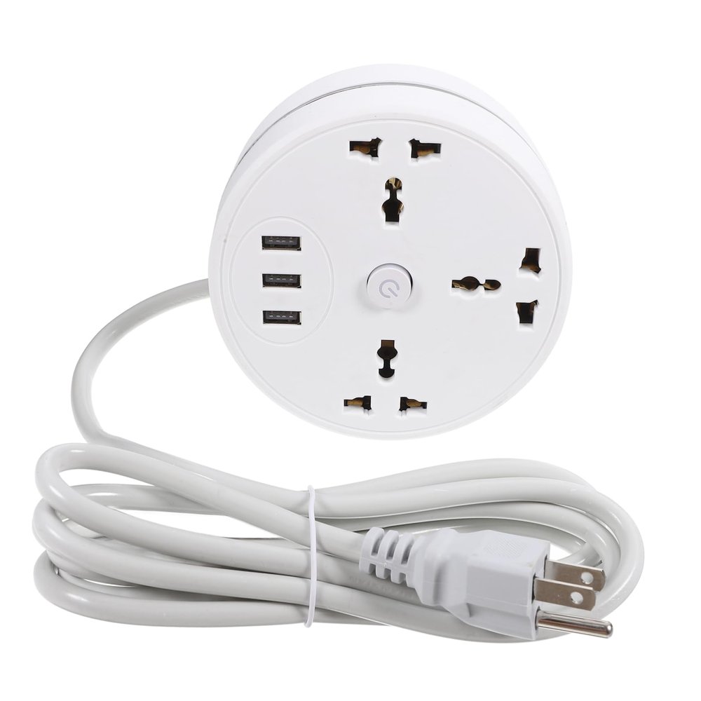 MERRYHAPY Outlet Power Strip Panel Cable White Portable Travel Extension Socket Multi-use Power Strip for Us Plug