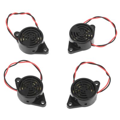 4PCS SFM-27-W Beep Tone Alarm Ringer, DC 3-24V 90dB Active Piezo Electronic Buzzer, Black Continuous Beep Speaker, Electronic Buzzer Alarm Sounder Sound Beep 
