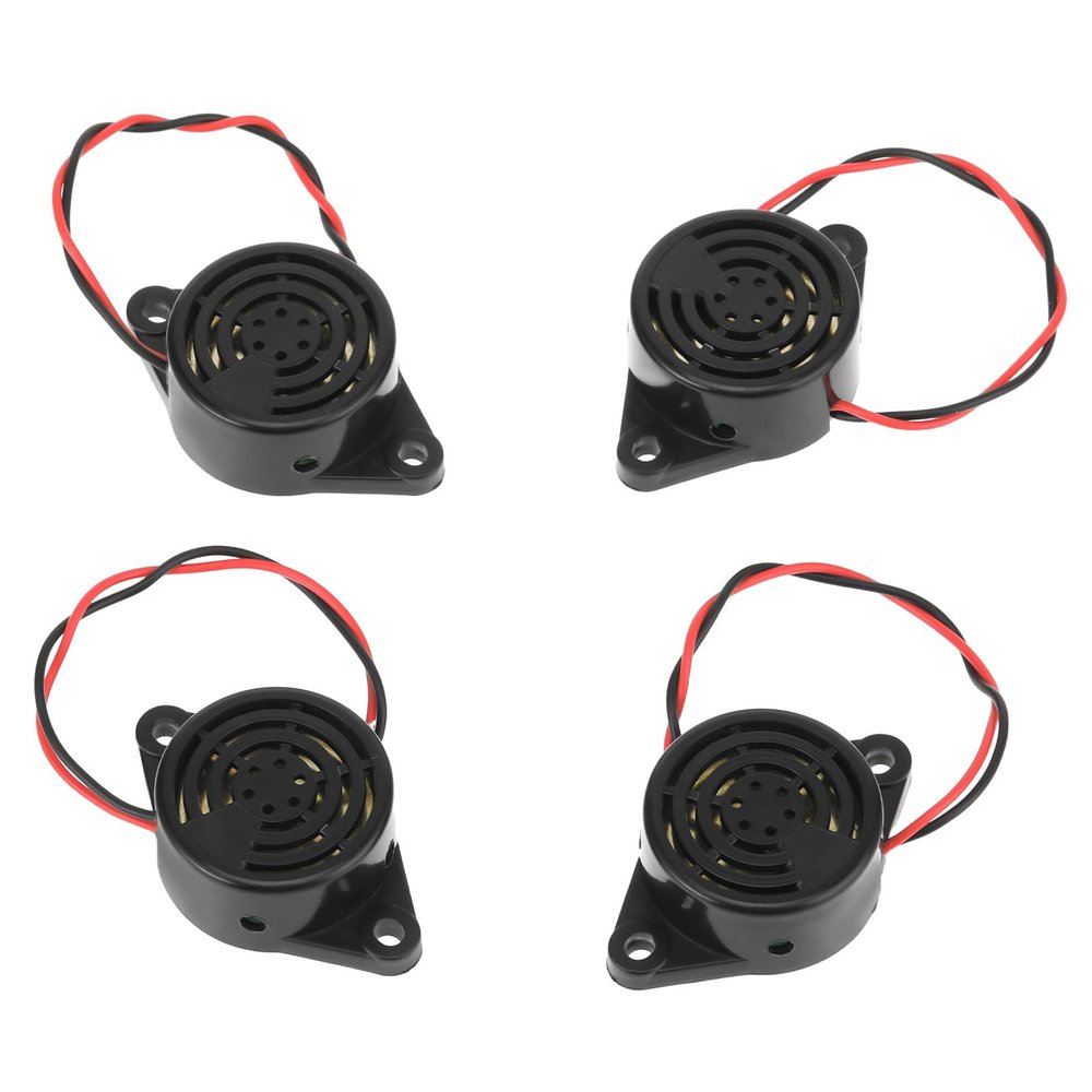 4PCS SFM-27-W Beep Tone Alarm Ringer, DC 3-24V 90dB Active Piezo Electronic Buzzer, Black Continuous Beep Speaker, Electronic Buzzer Alarm Sounder Sound Beep 