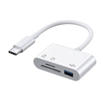 ACGTUY 3in1 Type-C m/ic-r/o Adapter TF CF SD Memory Card Reader USB-C OTG Writer Compact Flash(White Type c)