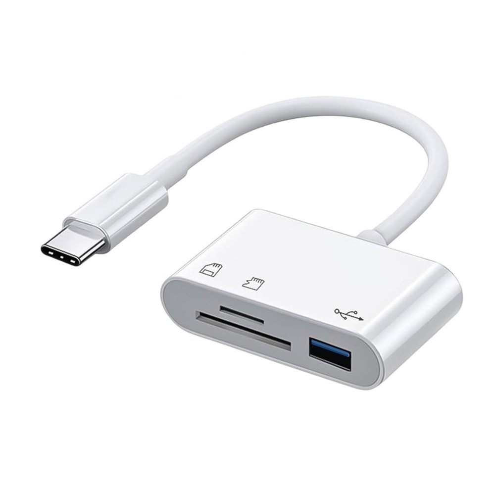 ACGTUY 3in1 Type-C m/ic-r/o Adapter TF CF SD Memory Card Reader USB-C OTG Writer Compact Flash(White Type c)