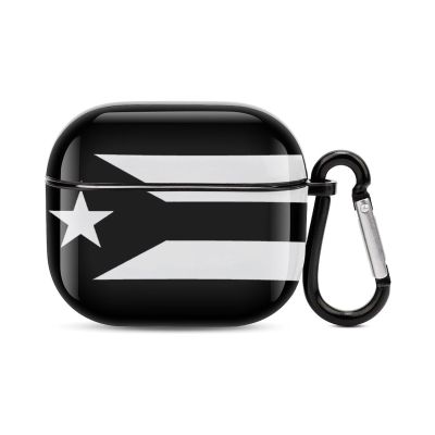Black and White Porto Rico Porto Rico Bluetooth Earbuds Case Cover for Airpods 3 with Keychain,Unisex Shockproof Protective Wireless Charging Case Cover