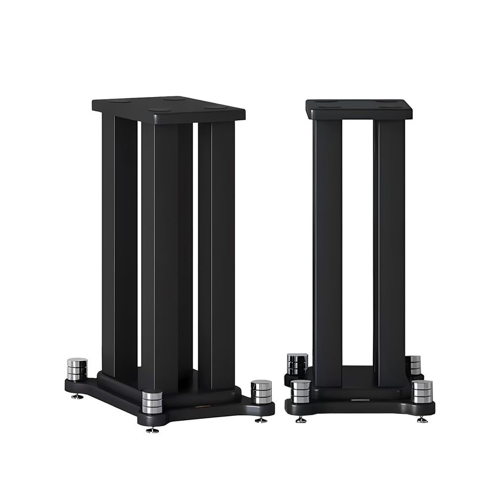 A Pair of Speaker Stands, Heavy Duty Speaker Stand Holds Bookshelf/Satellite/Large Speaker, Vibration-Absorbing MDF Design, 1.961.96in Metal Column Support,Holds 88lbs Speaker (Black, 60cm/23.6in)