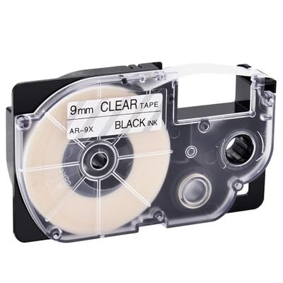 GREENCYCLE 40PK Compatible for XR-9X XR-9X2S AR9X AR9X2S 9mm 0.35" Black on Clear Label Maker Tape for KL-8000 KL-8100 KL-8200 KL-C500 KL-P3 Label Printer