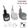 12V Motion Sensor 220V/110V PIR Movement Detector Automatic Infrared Wall Timer Outdoor 24V LED Motion Sensor Light Switch(Black-24V) view 2