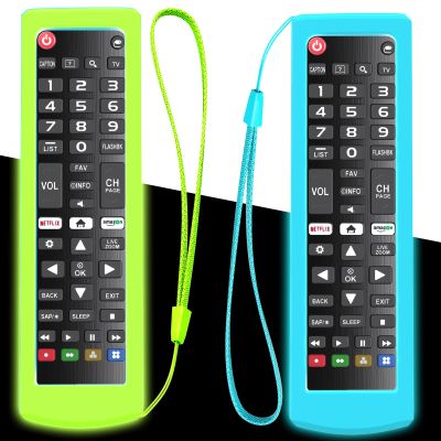 2Pack Case for LG TV Remote, Battery Cover Control for Smart TV AKB Series Universal Skin Sleeve Glow in The Dark Green Blue