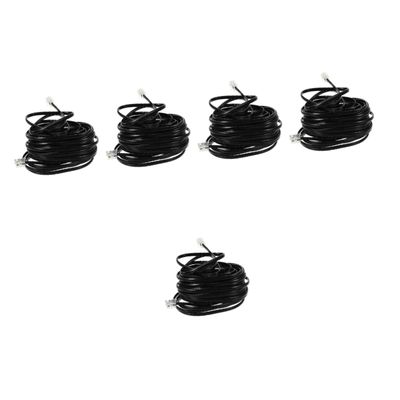 HOMSFOU 5pcs Landline Phone Cord Replacement Telephone Wire Black Extension Cord Phone Cable for Home Office