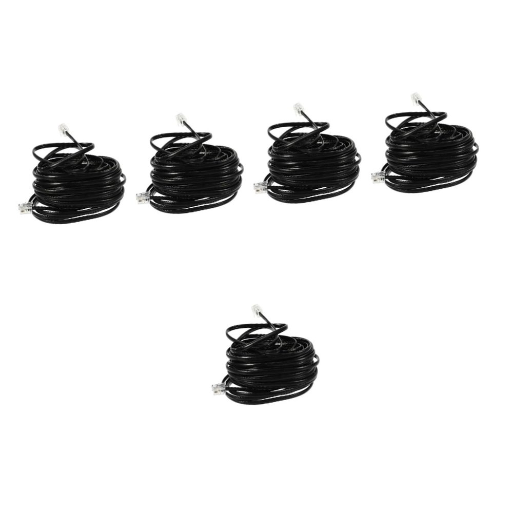 HOMSFOU 5pcs Landline Phone Cord Replacement Telephone Wire Black Extension Cord Phone Cable for Home Office