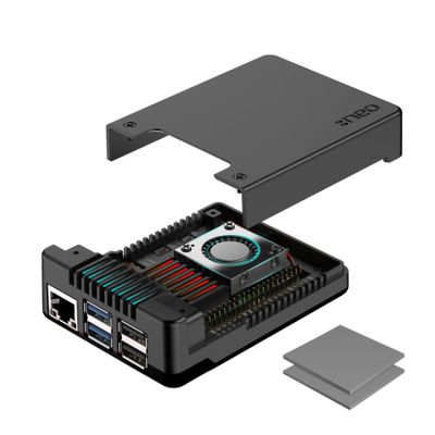 Argon NEO 5 Case for Raspberry Pi 5 | Aluminum case with Built-in Fan (Black-Black)