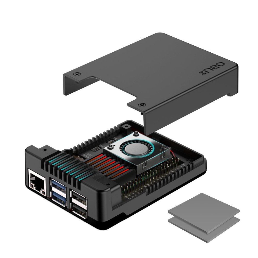Argon NEO 5 Case for Raspberry Pi 5 | Aluminum case with Built-in Fan (Black-Black)