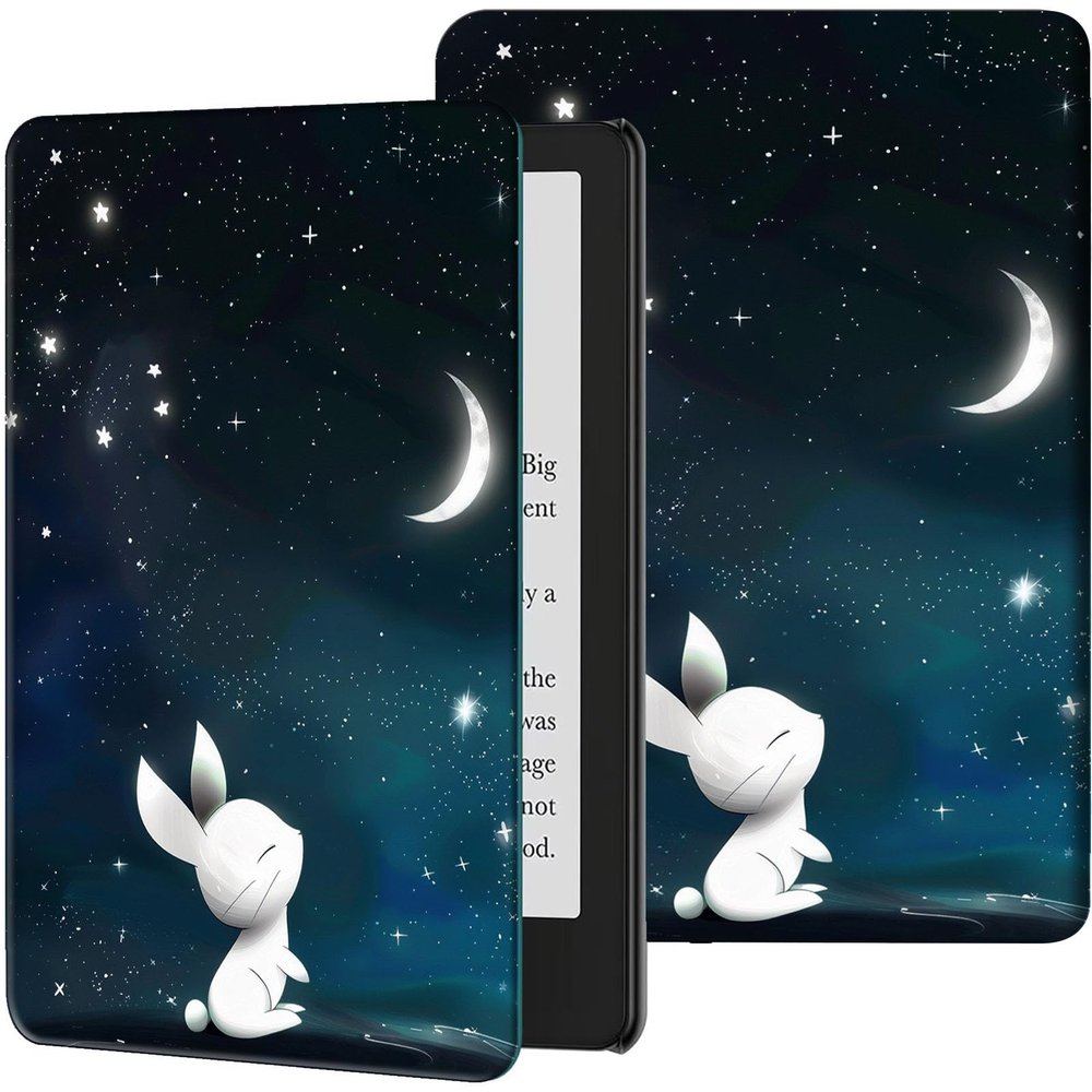 Case for 6.8" Kindle Paperwhite (11th Generation-2021) and Kindle Paperwhite Signature Edition PU Leather Slim Smart Cover with Auto Wake/Sleep for Kindle Paperwhite 2021 E-Reader,Rabbit Moon