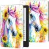 Case for 6.8" Kindle Paperwhite (11th Generation-2021) and Kindle Paperwhite Signature Edition PU Leather Slim Smart Cover with Auto Wake/Sleep for Kindle Paperwhite 2021 E-Reader,Art Horse Sunflower view 1