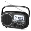 Audiocrazy Portable Radio AM FM with Bluetooth,Built-in Rechargeable Battery/Plug in Wall/4*D Cell Battery Operated, Digital Time Display, Transistor Radio for Home,Outdoor,Gift,Seniors Space Black view 1