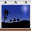 BELECO 17x10ft Fabric Nativity Scene Backdrop Blue Christmas Star Night Three Wise Men Birth of Jesus Background Star of Bethlehem Nativity Decoration Religious Church Outdoor Banner Photo Props view 1