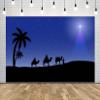 BELECO 17x10ft Fabric Nativity Scene Backdrop Blue Christmas Star Night Three Wise Men Birth of Jesus Background Star of Bethlehem Nativity Decoration Religious Church Outdoor Banner Photo Props view 2