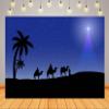 BELECO 17x10ft Fabric Nativity Scene Backdrop Blue Christmas Star Night Three Wise Men Birth of Jesus Background Star of Bethlehem Nativity Decoration Religious Church Outdoor Banner Photo Props view 4