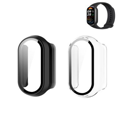 (2 Pack) Case for Xiaomi Smart Band 9 Global Version (2024) 1.62" Amoled Display, Hard PC Screen Protector,9H Tempered Glass Ultra-Thin Full-Coverage Shockproof Bumper,Transparent&Black.