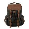 Fashion Retro Canvas Backpacks for Men Leather Mens Laptop Backpack(Black) view 1