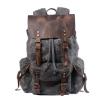 Fashion Retro Canvas Backpacks for Men Leather Mens Laptop Backpack(Black) view 2