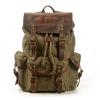 Fashion Retro Canvas Backpacks for Men Leather Mens Laptop Backpack(Black) view 3