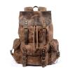 Fashion Retro Canvas Backpacks for Men Leather Mens Laptop Backpack(Black) view 4