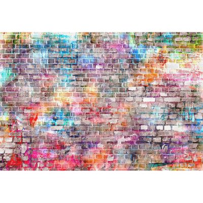 10x6.5ft Colorful Brick Wall Backdrop Colorful Graffiti Brick Photography Background Hip Hop Discos Brick Wall Boys Girls Men and Women Birthday Party Adults Kids Portraits Photoshoot Props