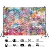 10x6.5ft Colorful Brick Wall Backdrop Colorful Graffiti Brick Photography Background Hip Hop Discos Brick Wall Boys Girls Men and Women Birthday Party Adults Kids Portraits Photoshoot Props view 2