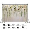 12x10ft Wedding Backdrop White Curtain Floral Wedding Ceremony Photography Background Bridal Shower Party Decor Lover Engagement Proposal Prom Banner Newborn Baby Shower Party Vinyl Wallpaper view 2