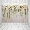 12x10ft Wedding Backdrop White Curtain Floral Wedding Ceremony Photography Background Bridal Shower Party Decor Lover Engagement Proposal Prom Banner Newborn Baby Shower Party Vinyl Wallpaper view 3