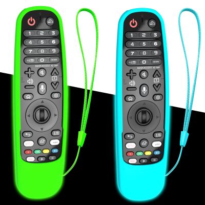 2Pack Case Cover for LG Remote MR20GA MR19BA MR18BA MR650A MR600, Silicone Skin Sleeve for LG Smart TV Magic Remote Control Glow in The Dark Green Blue