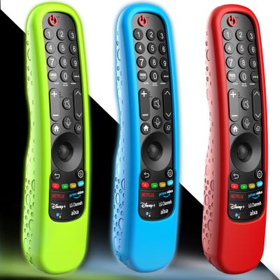 3Pack Case Cover for LG Magic Remote 2021-2024, Silicone Skin Sleeve for LG Smart TV Remote Control MR24GN MR23GA MR22GA AN-MR21GA Glow in The Dark Blue Green Red