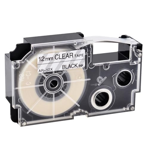 GREENCYCLE 30PK Compatible for XR-12X XR-12X2S AR-12X 12mm 1/2" Black on Clear Label Maker Tape for KL-820 KL-P1000 KL-1500 KL-2000 KL-7000 KL-7200 Label Printer