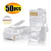 ACGTUY 50/1Pcs CAT6 RJ45 Ends Ethernet Cable Crimp Pass Through Connectors CAT5E UTP Network Unshielded Modular P/Lug Compatible with The PC Computer(5Pcs,CAT5e(Pass Through)) view 2
