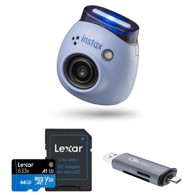 Fujifilm Instax Pal Digital Camera, Lavender Blue, Bundle with Essentials Kit