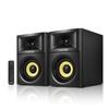 Sanyun SW205 80W Powered Bookshelf Speakers with 3D Soundstage | Precision DSP Spatial Audio & Geometric Cabinet | 4" Glass Fiber Woofer, Optical/Bluetooth 5.4/AUX, Wireless Remote (Pair, Black) view 1
