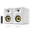 Sanyun SW205 4" Bookshelf Speakers | Immersive HiFi Audio with Virtual Surround | Flagship DAC/DSP Engine | Geometric Diffusion Cabinet | 80W, Bluetooth 5.4/Optical/AUX Inputs, Wireless Remote, White view 1