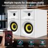 Sanyun SW205 4" Bookshelf Speakers | Immersive HiFi Audio with Virtual Surround | Flagship DAC/DSP Engine | Geometric Diffusion Cabinet | 80W, Bluetooth 5.4/Optical/AUX Inputs, Wireless Remote, White view 3