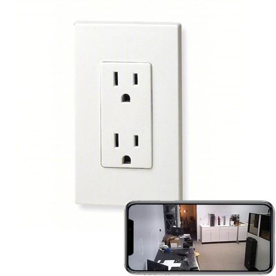 Zeus CCTV 4K Tuya Smart Life Power Outlet Receptacle Wi-Fi Spy Camera 120V Wired (White/Square/Video only, No Audio)