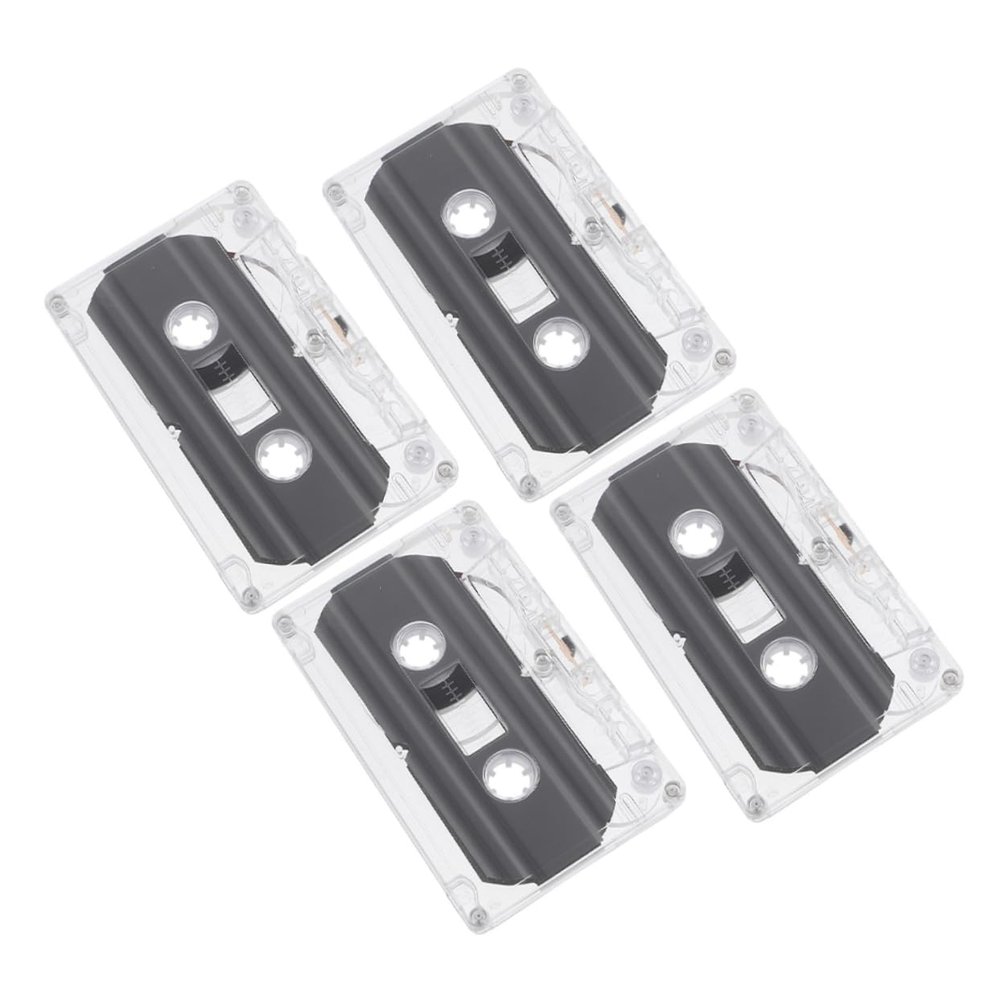 KONTONTY 4pcs Blank Audio Cassette Tapes for Recording DIY Retro Voice Messages Music Includes Case for Easy Organization