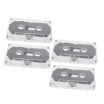 FELTECHELECTR 4pcs Blank Cassette Tapes for Recording Empty Audio Tapes Transparent Cases for Music and Speech Recording DIY Projects and Retro Gifts