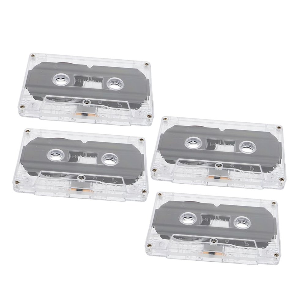 FELTECHELECTR 4pcs Blank Cassette Tapes for Recording Empty Audio Tapes Transparent Cases for Music and Speech Recording DIY Projects and Retro Gifts