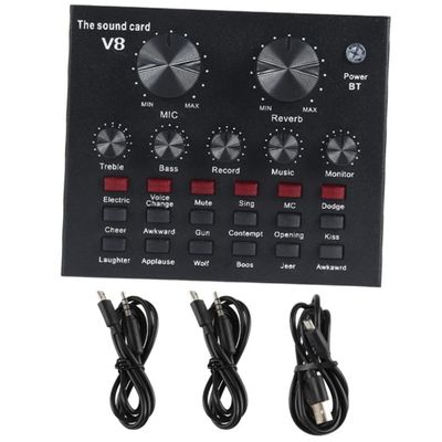 Alasum 1set Professional Live Sound Card Audio Mixer Usb Mobile Audio Mixer Kit for Streaming Ktv and Podcasting Includes Noise Reduction and Sound Effects for Beginners