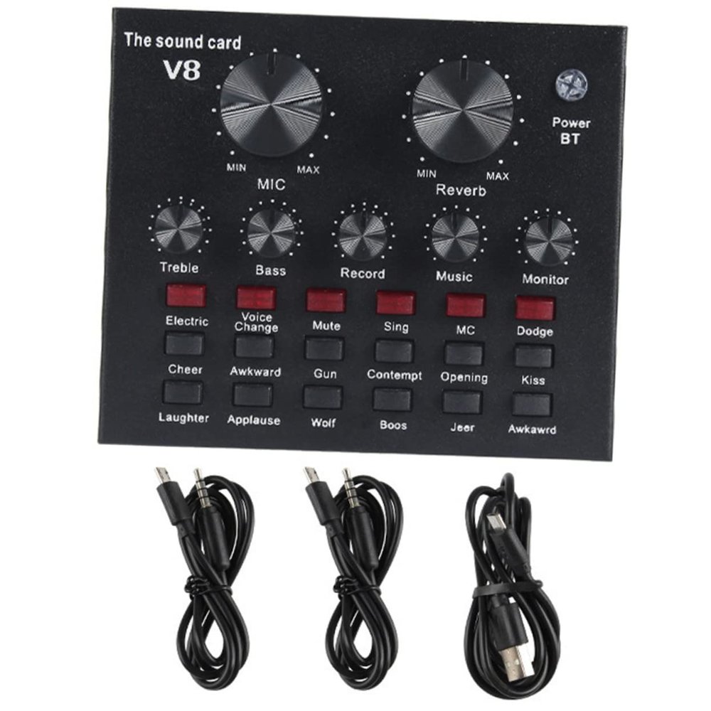 Alasum 1set Professional Live Sound Card Audio Mixer Usb Mobile Audio Mixer Kit for Streaming Ktv and Podcasting Includes Noise Reduction and Sound Effects for Beginners