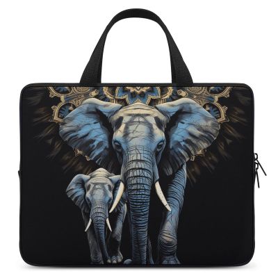 Laptop Case Sleeve 17inch Shockproof Laptop Case Two Elephants on Black Background Laptop Sleeve Carrying Case
