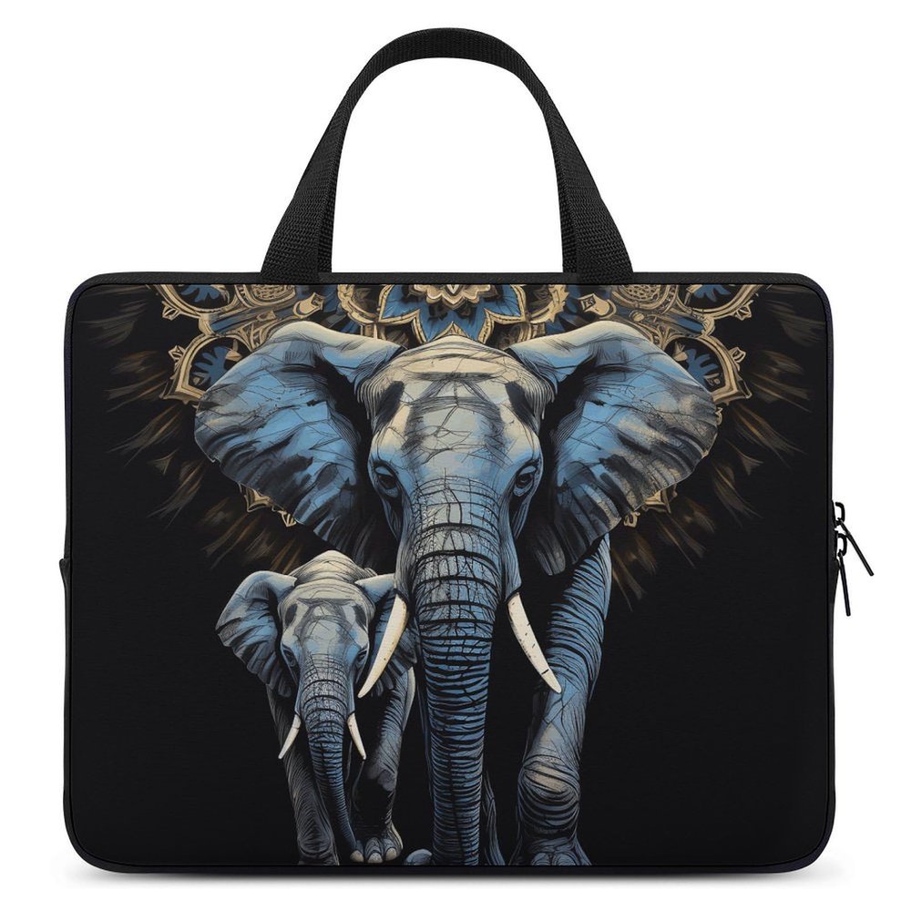 Laptop Case Sleeve 17inch Shockproof Laptop Case Two Elephants on Black Background Laptop Sleeve Carrying Case