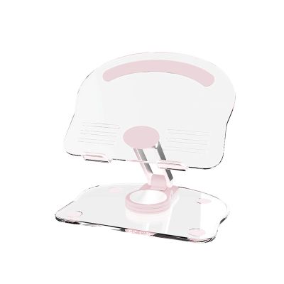 Acrylic Tablet Stand, Desktop Rotating Tablet Stand, Foldable Lazy Anti-Slip Support Stand for Tablets, Cell Phones, Learning Machines, Etc.(Pink)