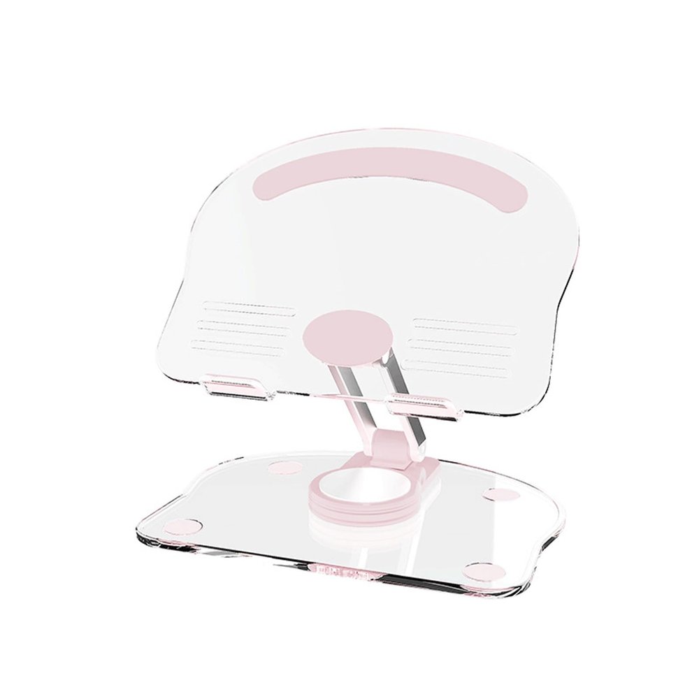 Acrylic Tablet Stand, Desktop Rotating Tablet Stand, Foldable Lazy Anti-Slip Support Stand for Tablets, Cell Phones, Learning Machines, Etc.(Pink)